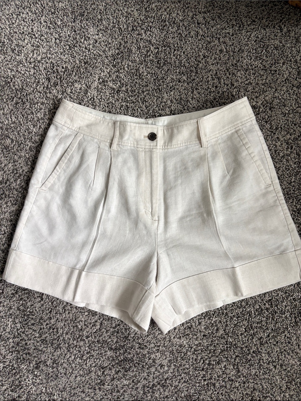 J Crew L Cream High-Waist Tailored Shorts